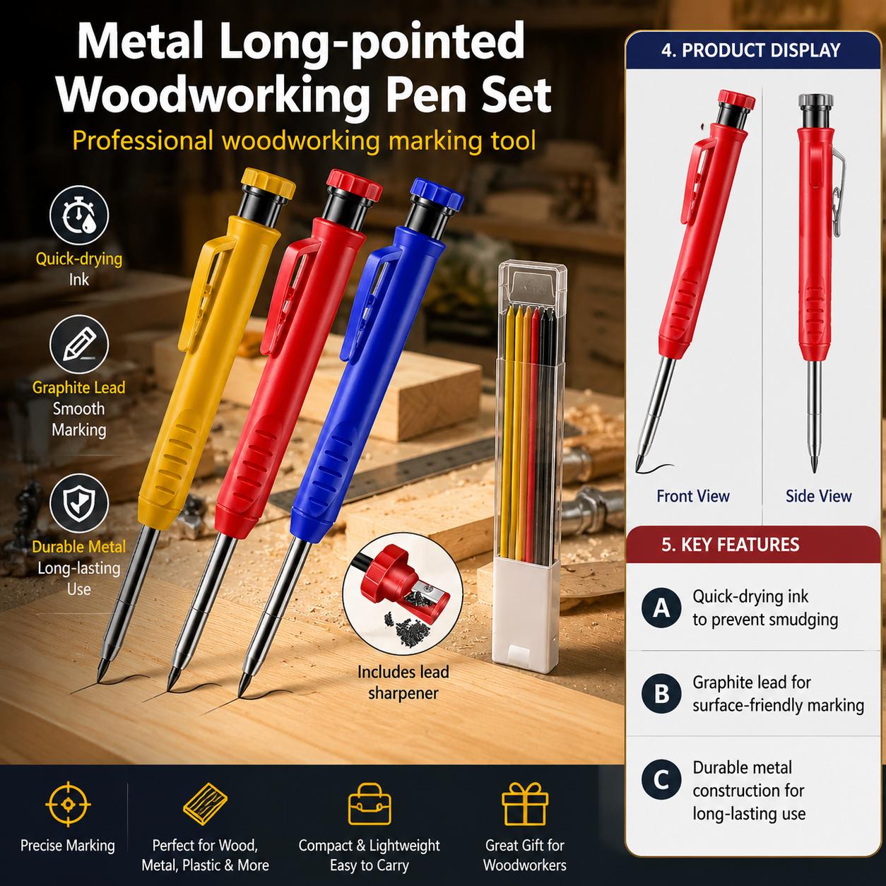 Marking Tools In Workshop - Kit de Lápis Mecânico de Ponta