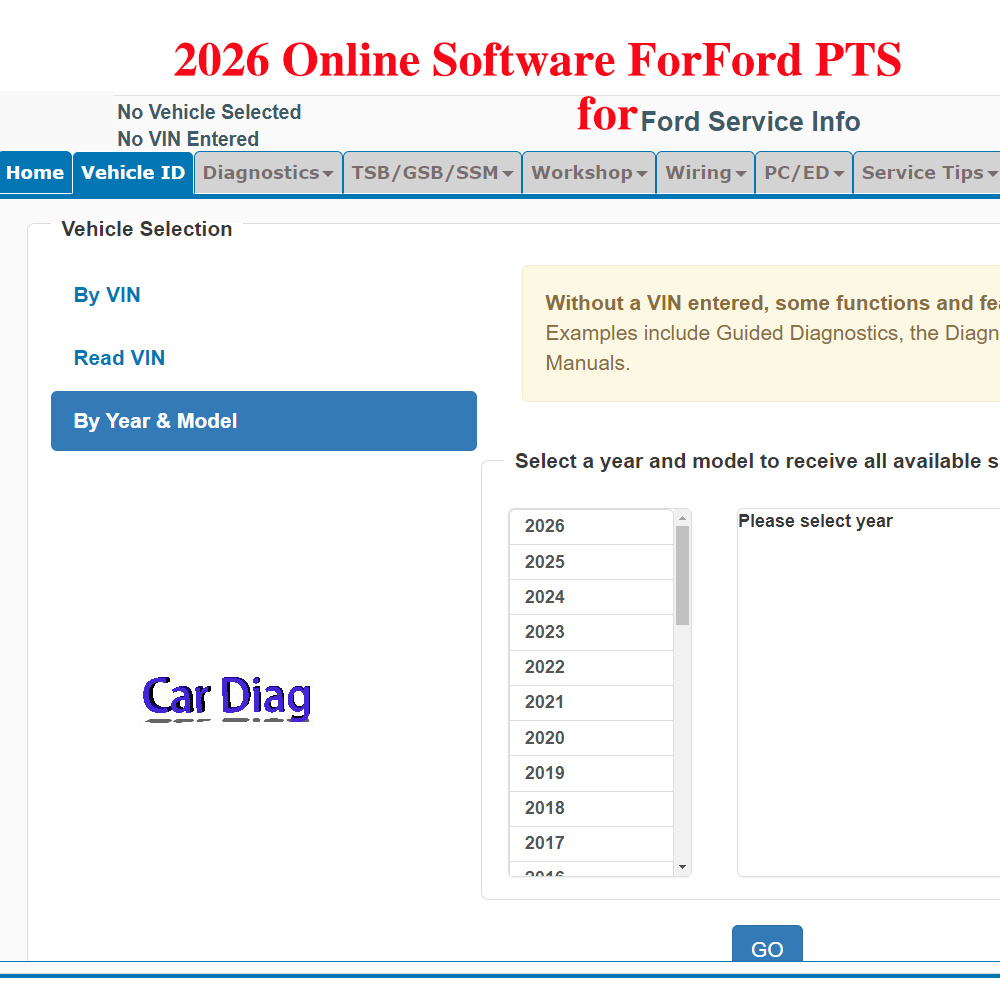 Workshop Tools Online - Software Online 2026 para Ford PTS: